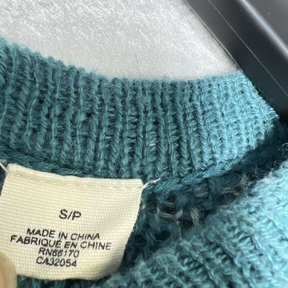 Moth Anthropologie Crochet Sweater Women’s Size Small Teal Crewneck High/ Low - Picture 6 of 8